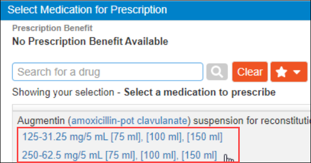 Prescription available packages.