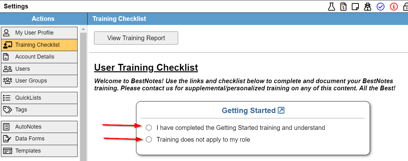 Training completion options