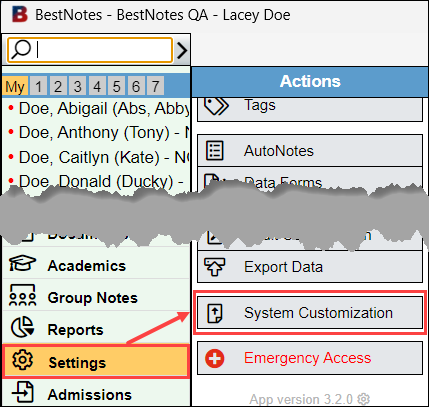 Navigation to Settings and System Customization