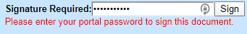 Enter password to sign document