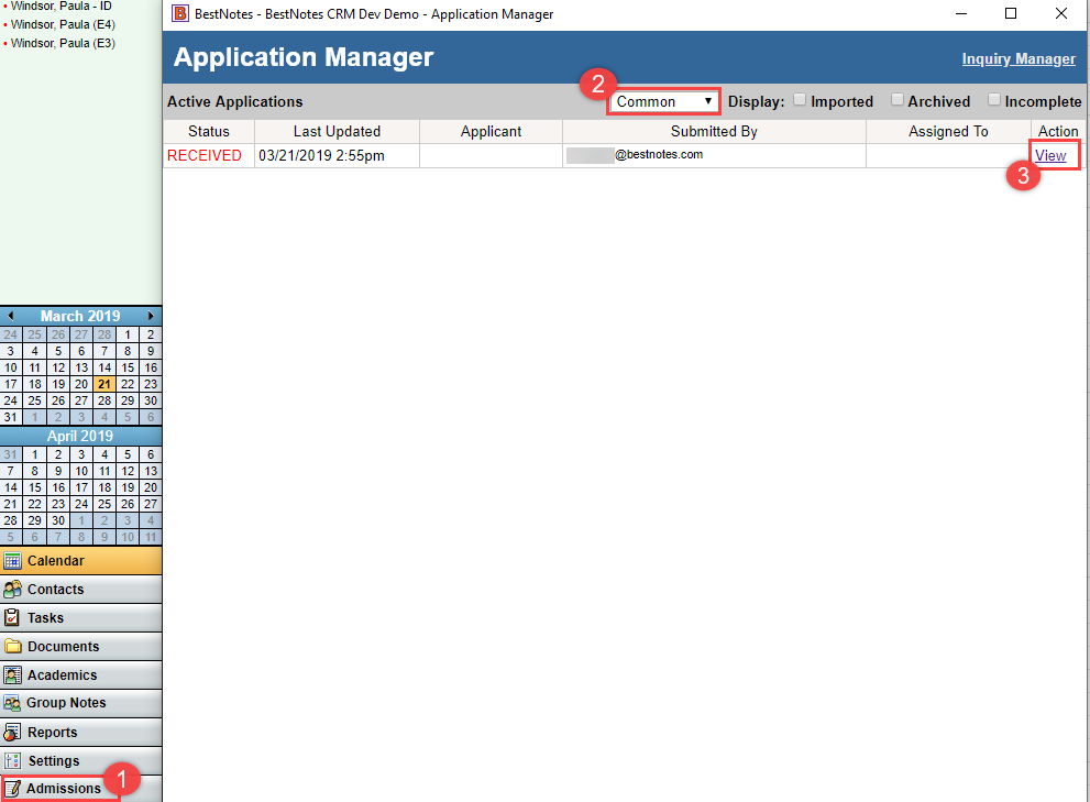 Viewing the common applications