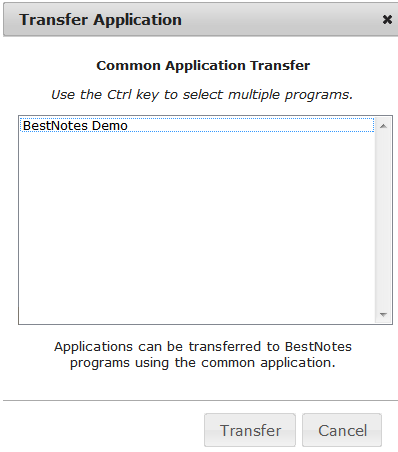 Selecting companies to transfer application to