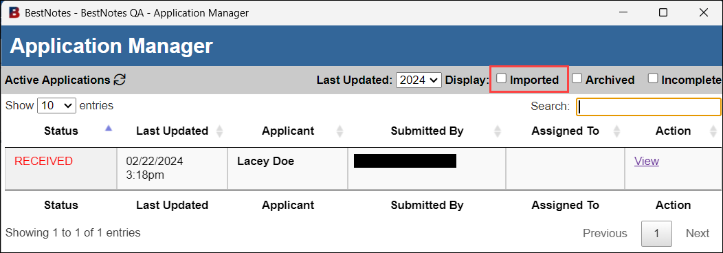 Imported checkbox