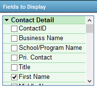 Fields to Display section with Contact Detail selected