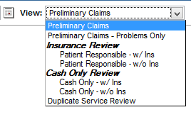Preliminary Claims Queue report filters