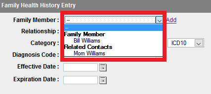 Select existing family member