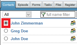 Screenshot showing how to move a contact to the top of the list