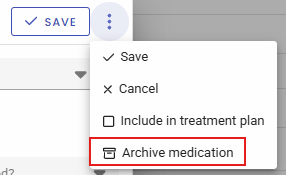 Screenshot showing how to archive a medication