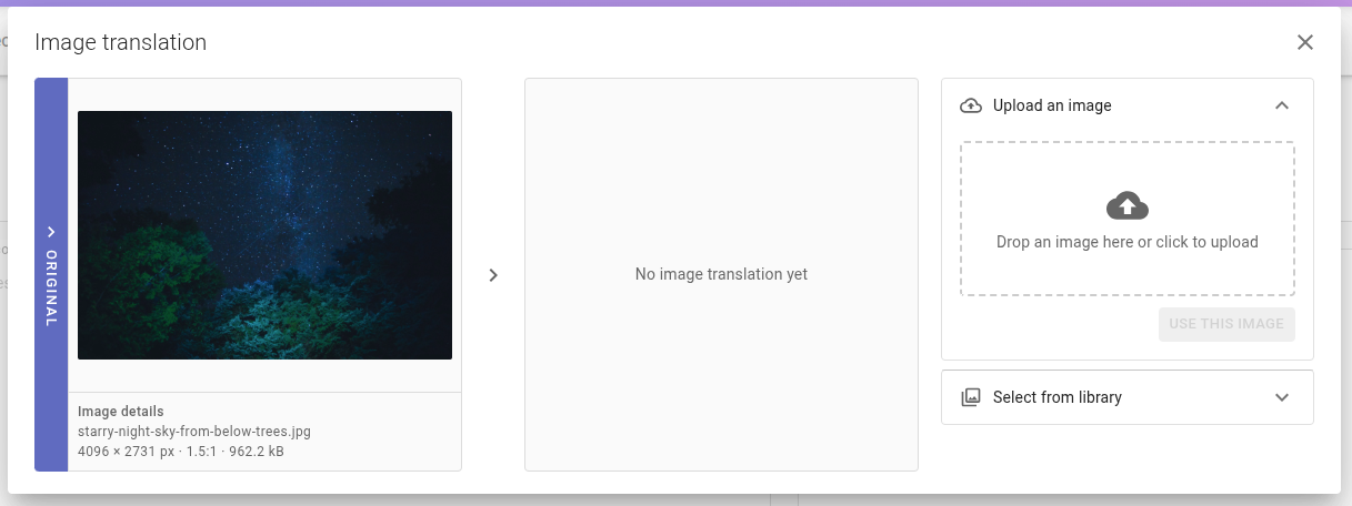 Image translation dialogue