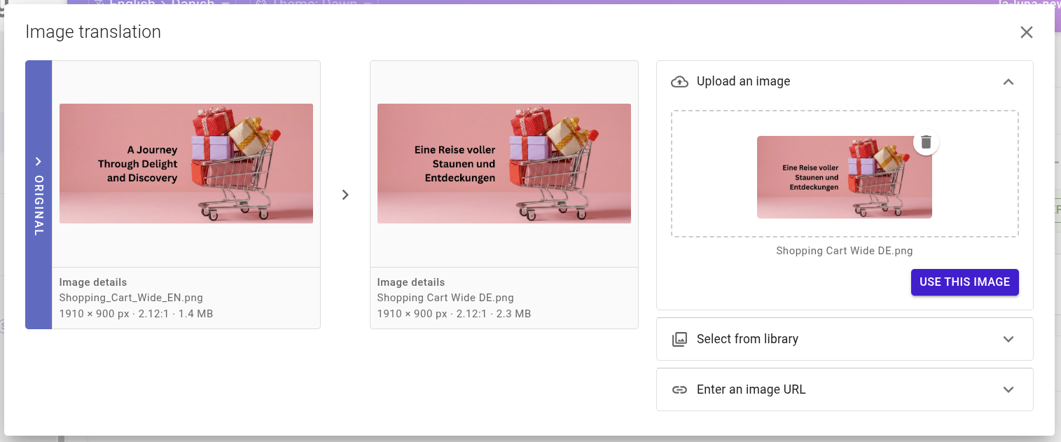 example for the use of the Upload an image option