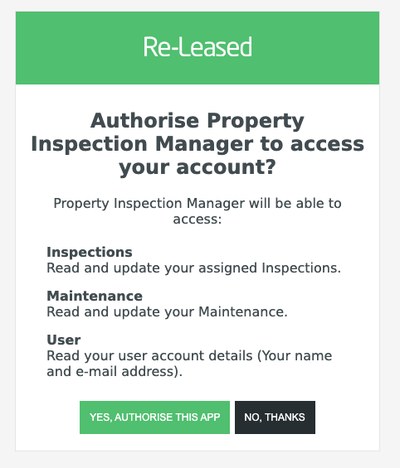 Re-Leased authorise PIM app screen