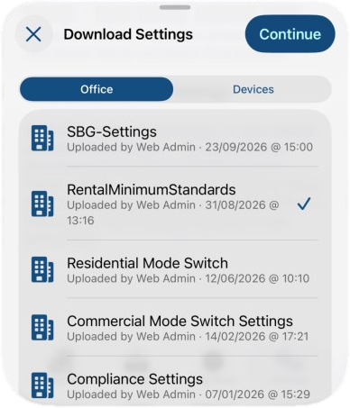 Download Settings list