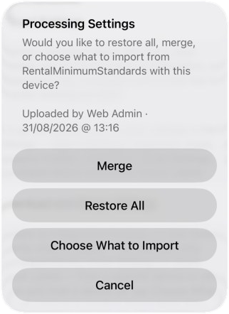 Processing Settings options