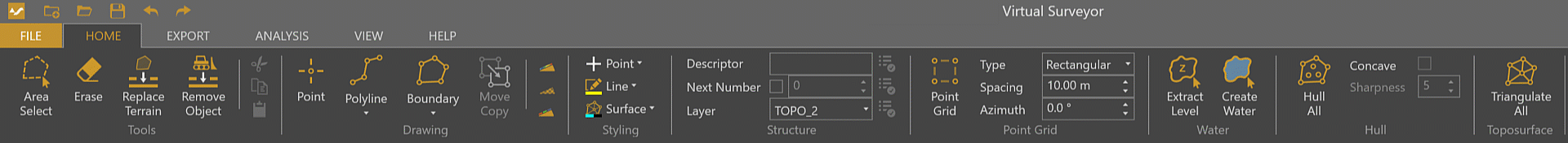 Drawing tools in the Home ribbon menu.
