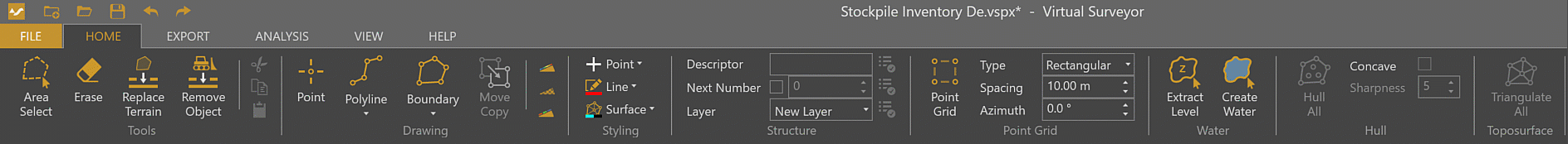 Boundary button in the HOME ribbon.