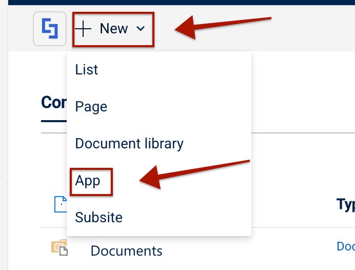 Add new App in Site Contents