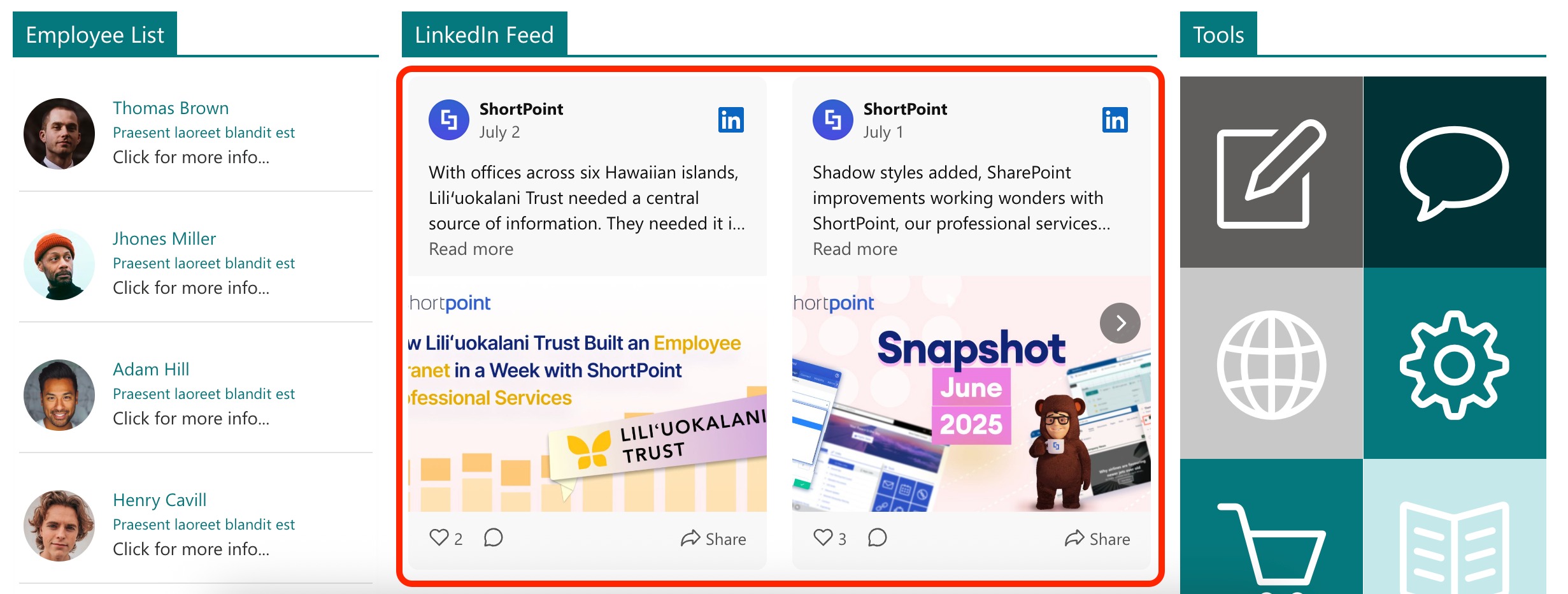 sample LinkedIn feed