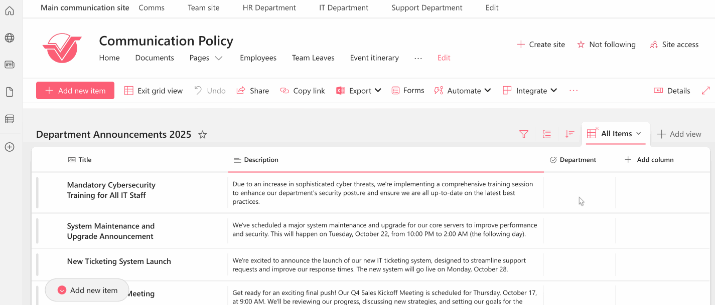 assign department
