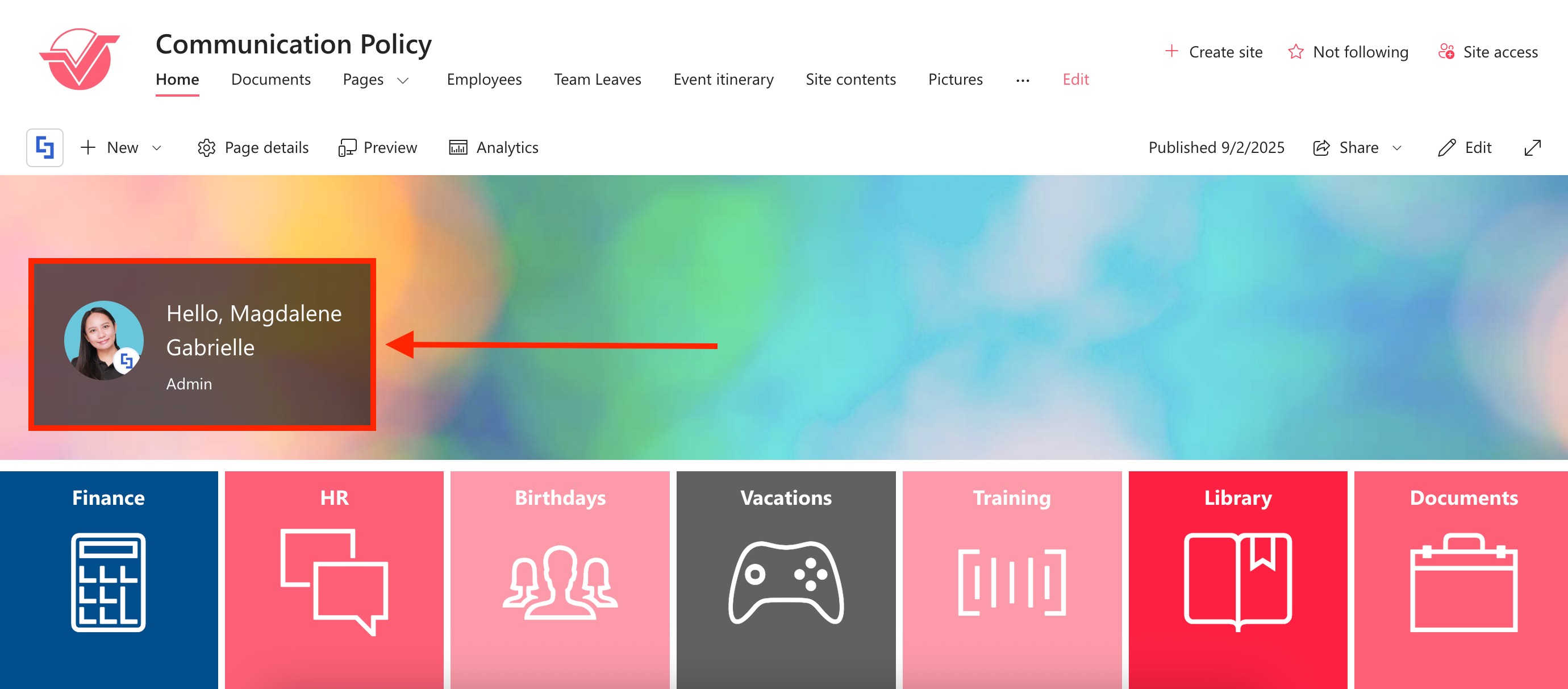 sample current user connection