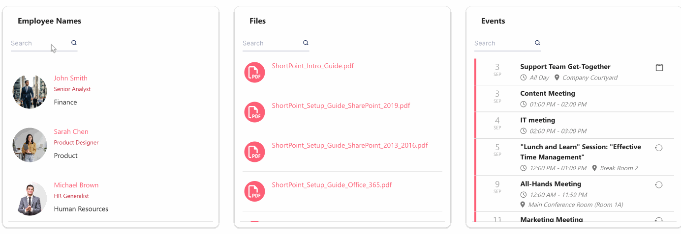 sample search widget