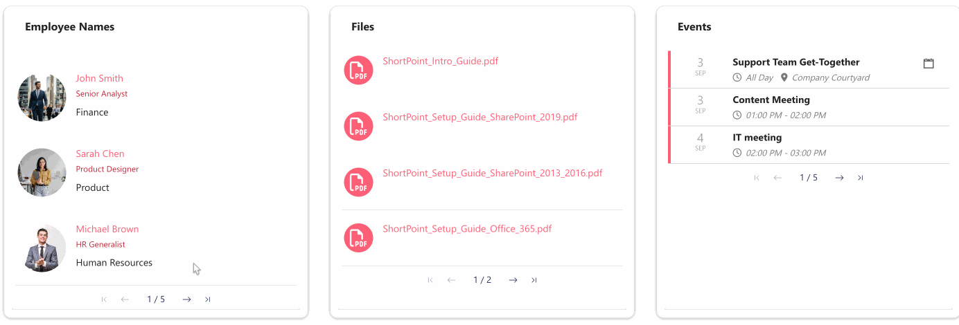 sample pagination widget