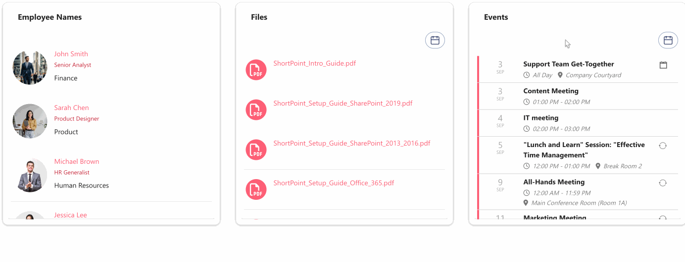 sample date filter widget