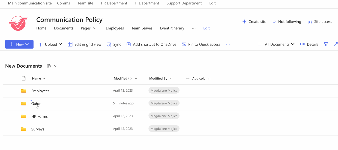 sample Document library folder