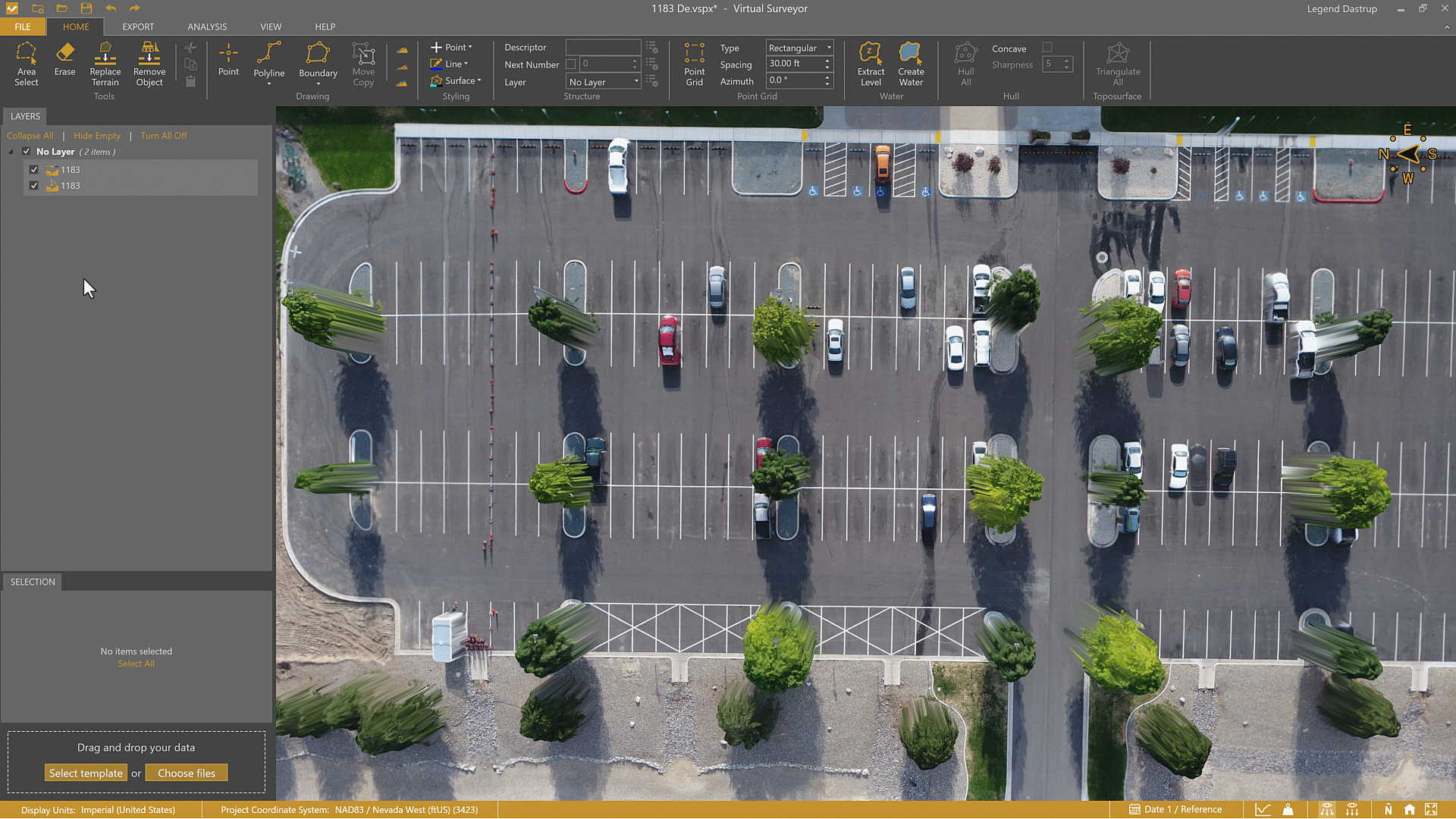 Turn off Elevation Terrain and switch to 2D mode to start your Planimetric drawing.