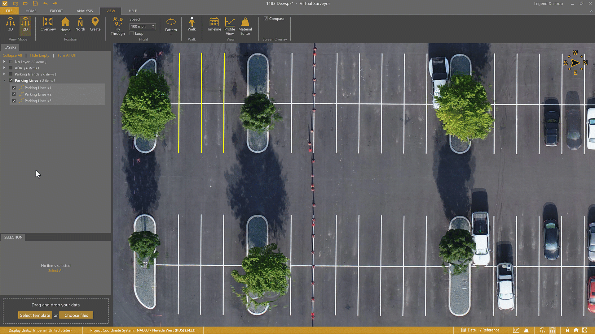 Duplicate parking lines using the Area Select tool to highlight multiple geometries along with the Move/Copy tool.