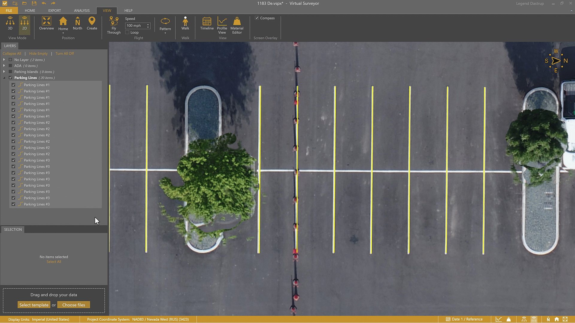 Fix parking line alignment using the Move/Copy tool. Select the line and use the arrowed cross to move your geometry into its proper alignment.
