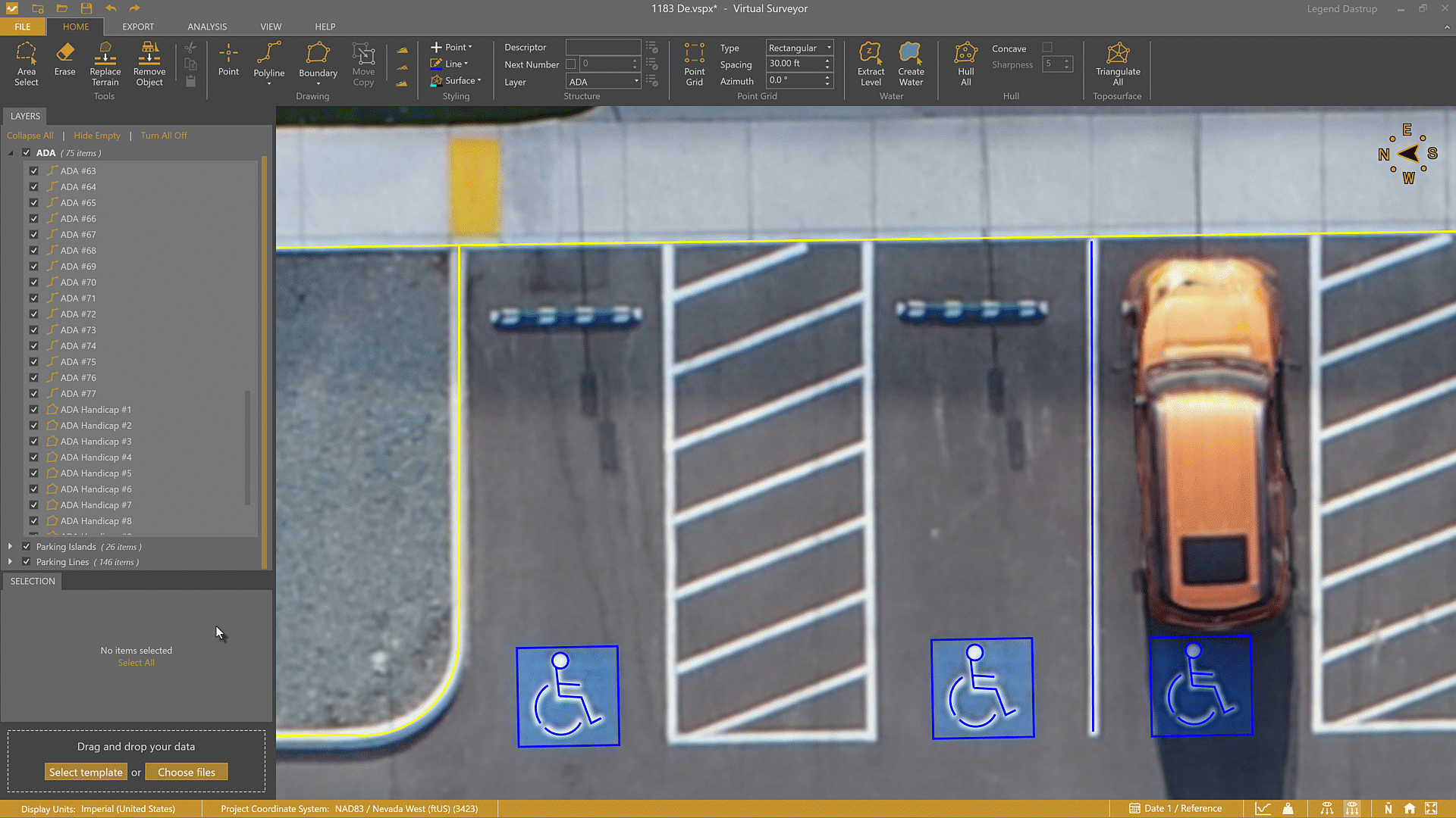 Draw and duplicate ADA Parking Lines.