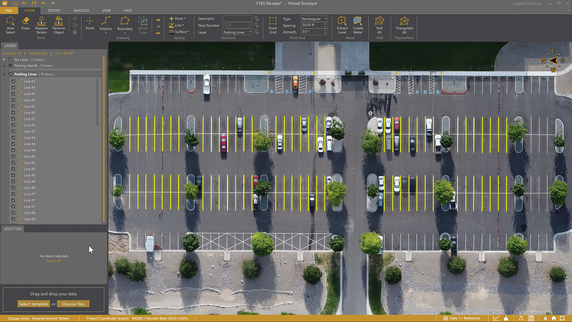 Draw the parking lot centerlines.