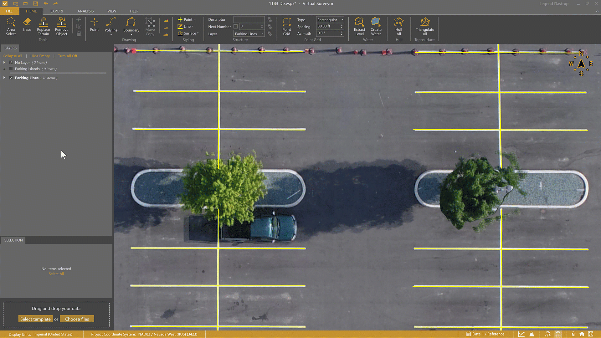Draw and duplicate symmetrical parking islands.
