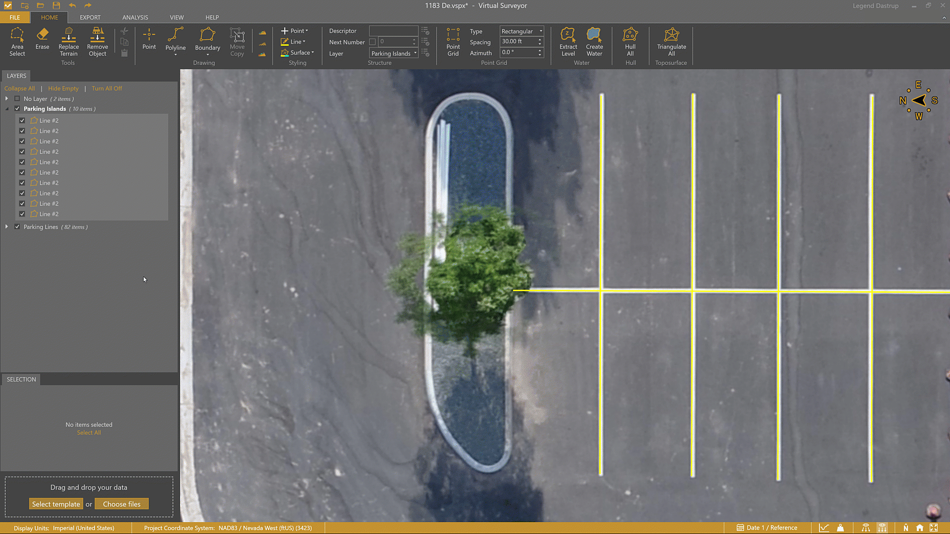Draw asymmetrical parking islands.