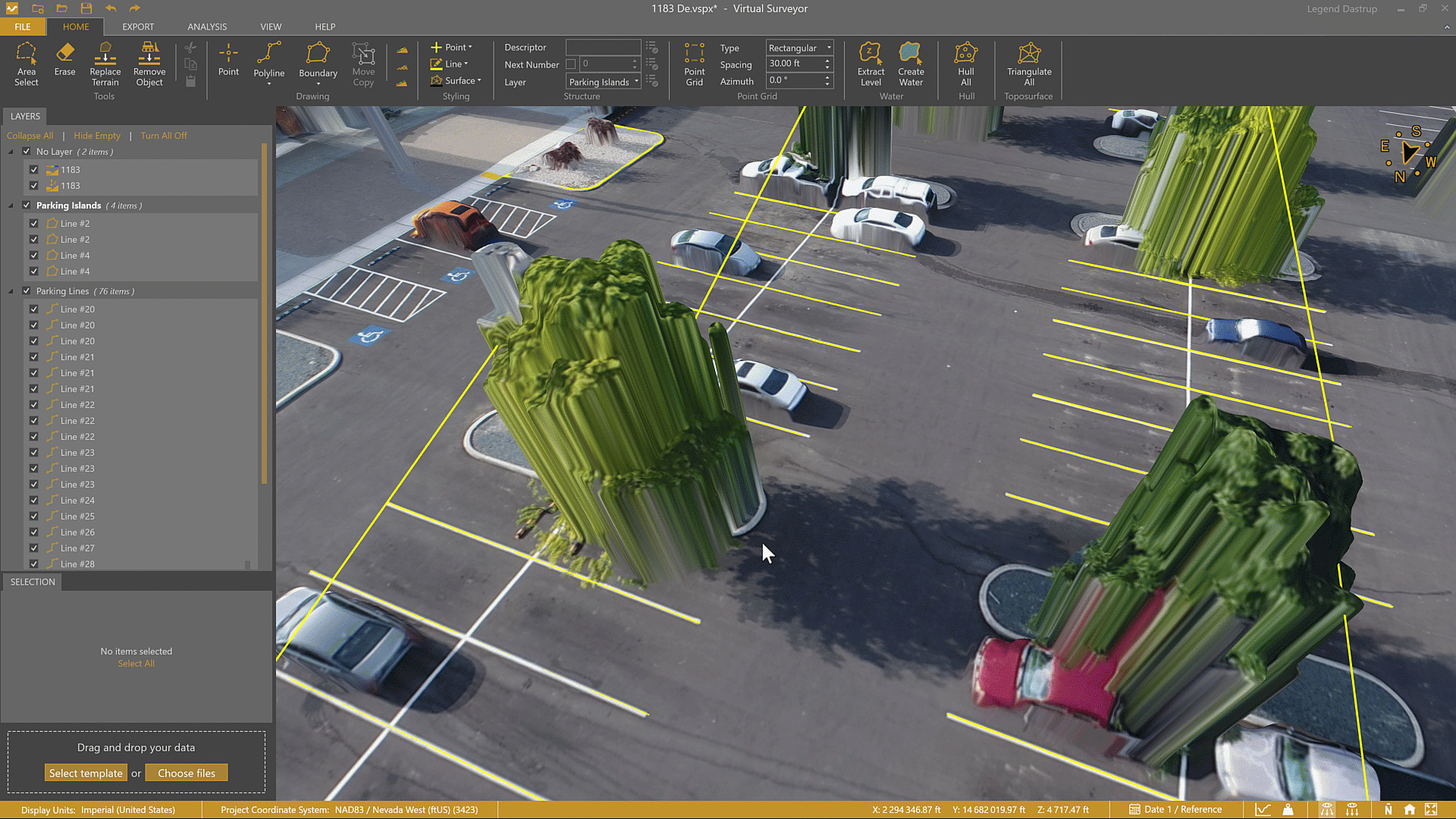 Use the To Terrain tool to quickly fix any line drawings that were created in 3D to the 2D plane so they are properly formatted in Civil3D.