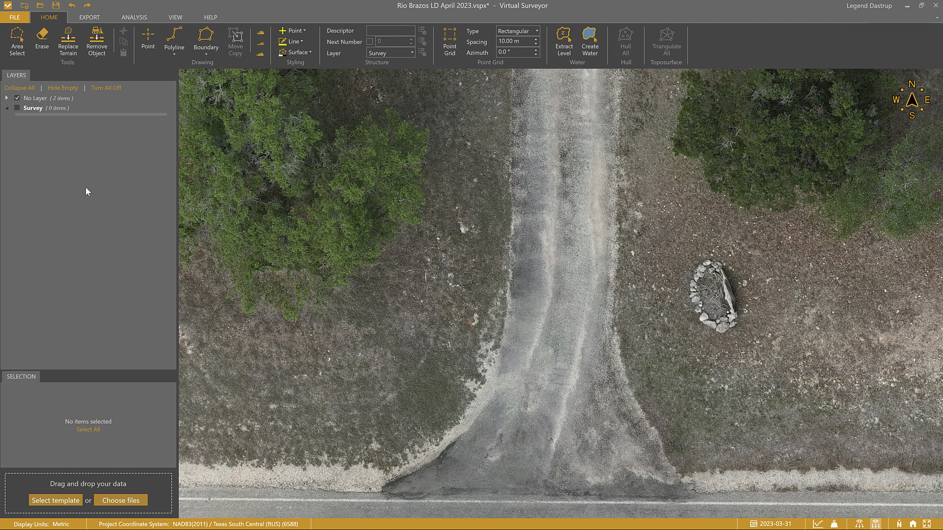 Drawing points down the edge of a driveway.