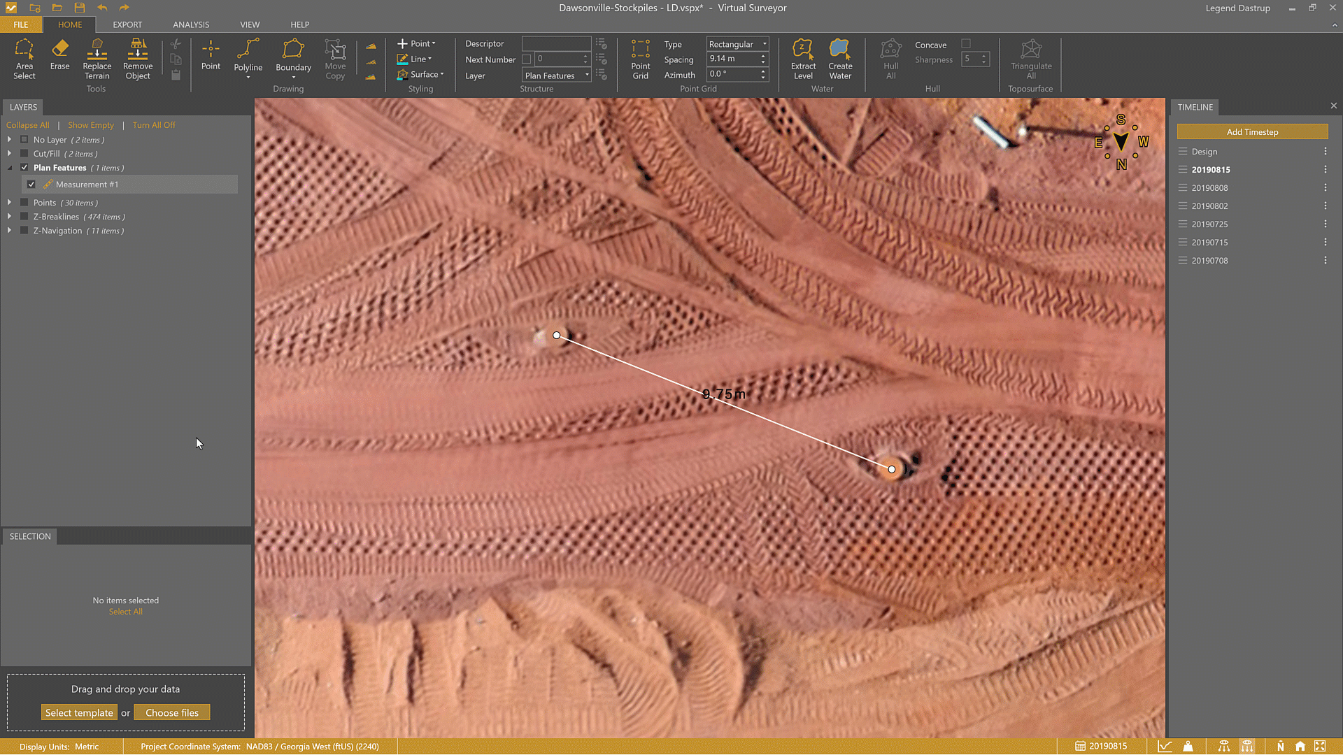Using the Center First mode of the Circle drawing tool to quickly outline a feature on a roof.