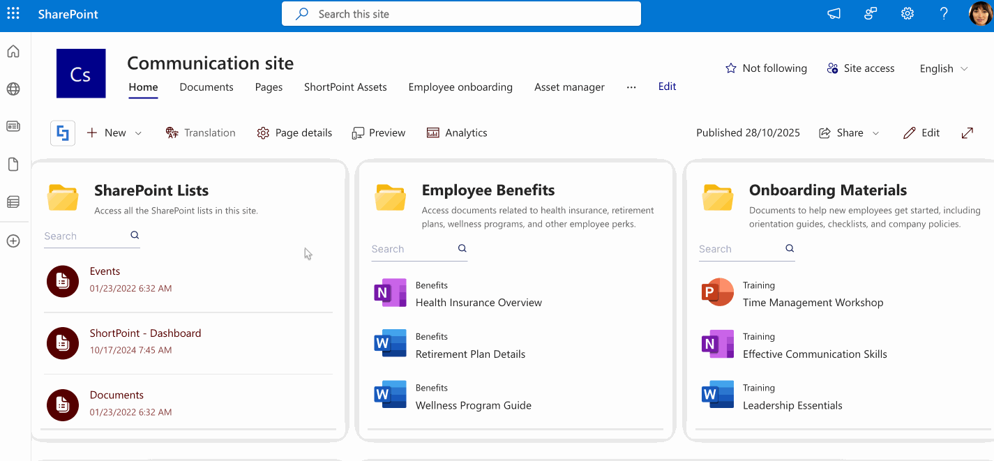 sample connected Design Element