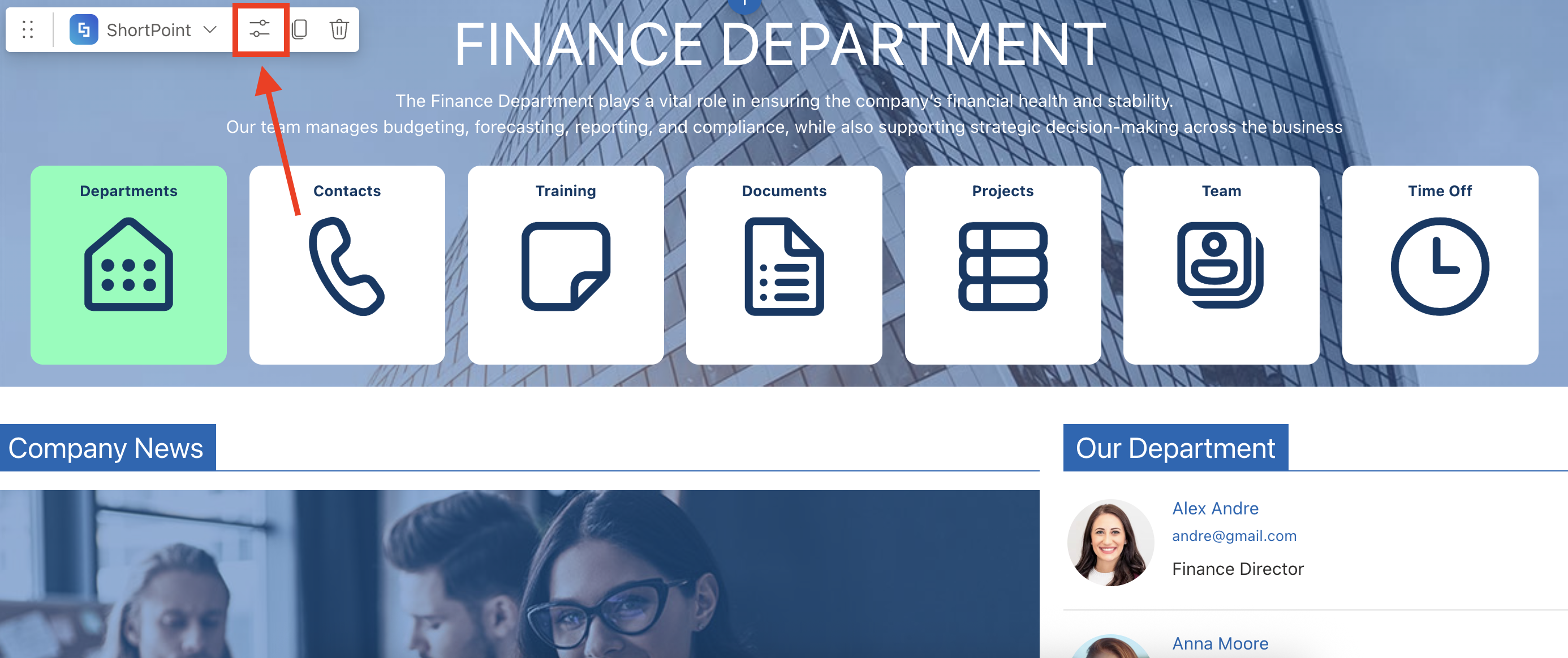 Edit properties icon