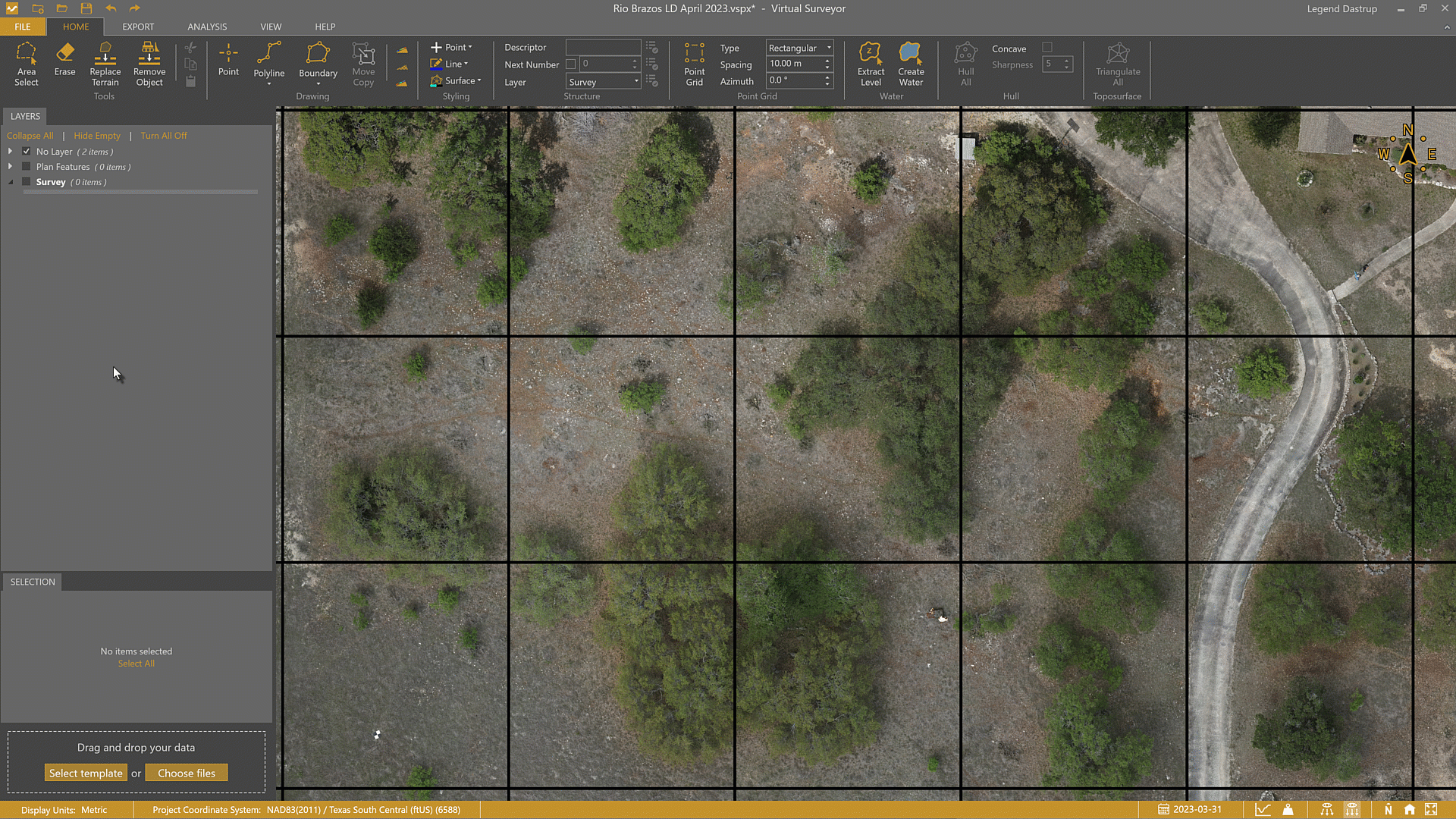 Drawing points down the edge of a driveway.