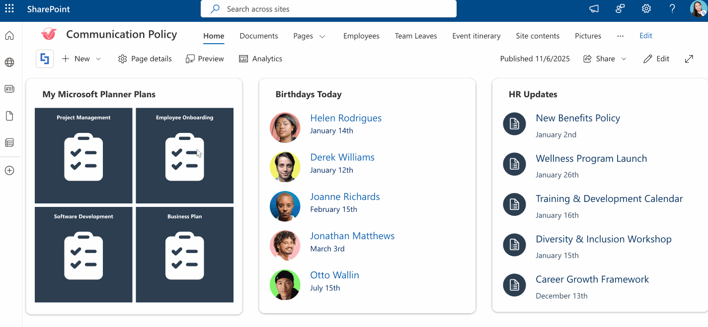 sample connected Design Element