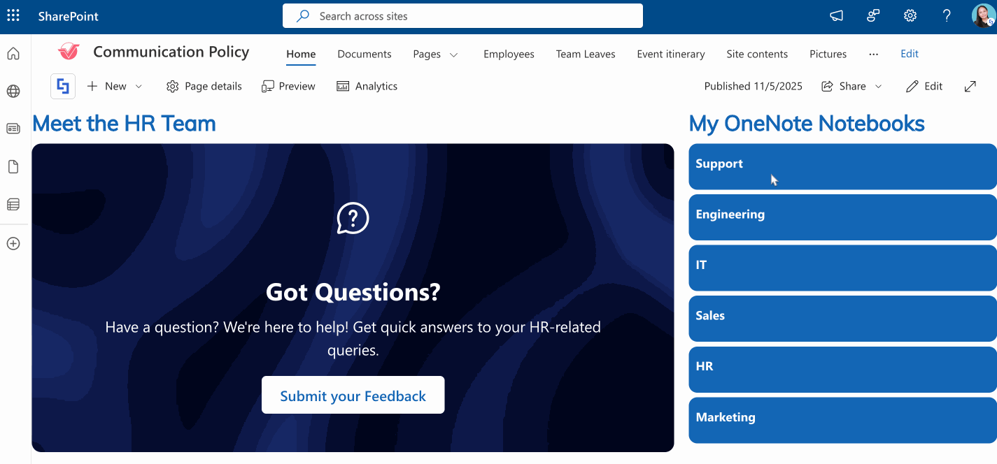 sample connected design element