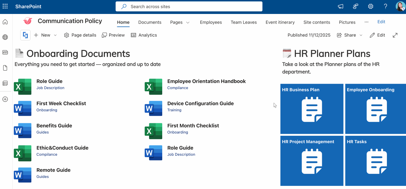 sample connected Design Element