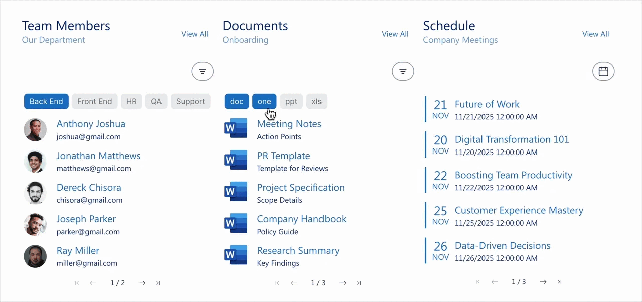 Search and Filter Tabs Example
