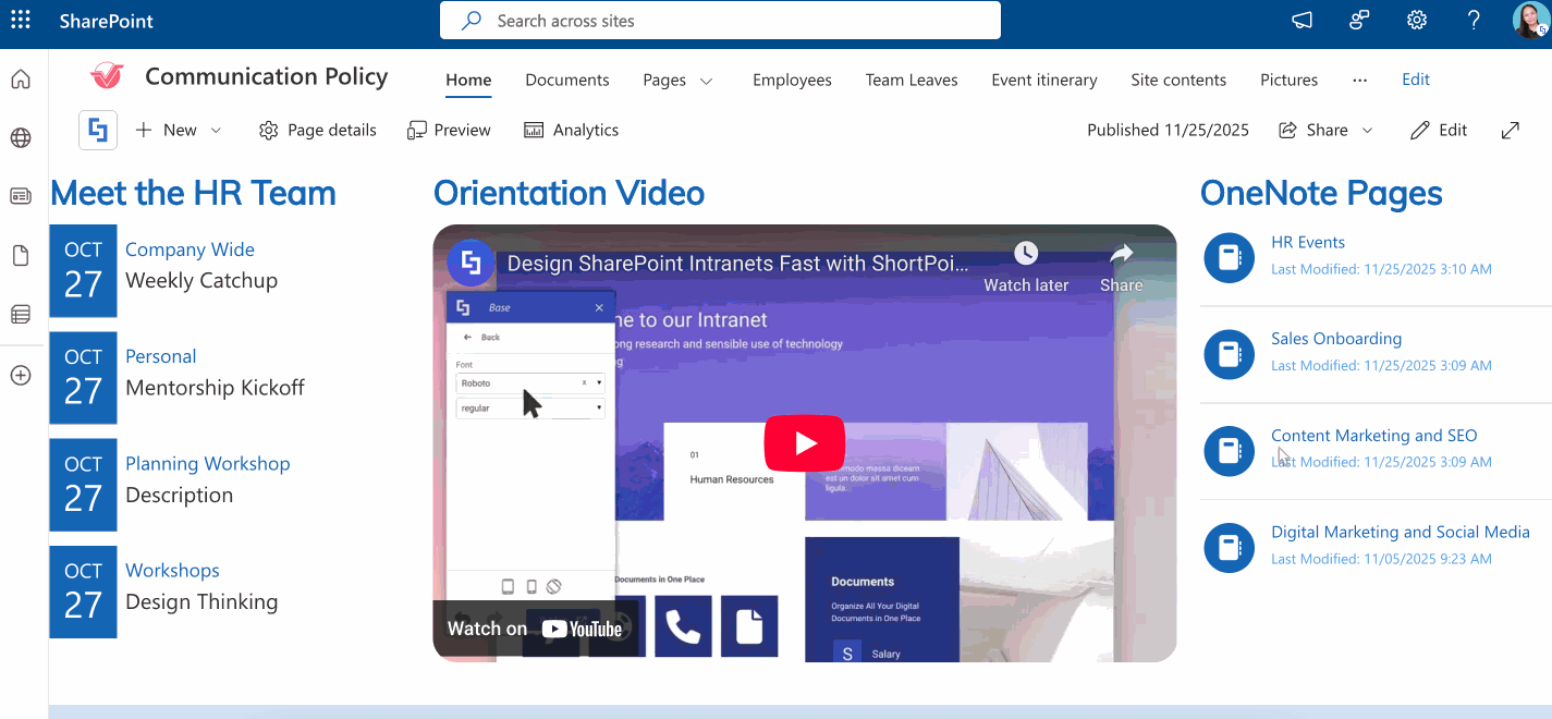 sample connected Design Element