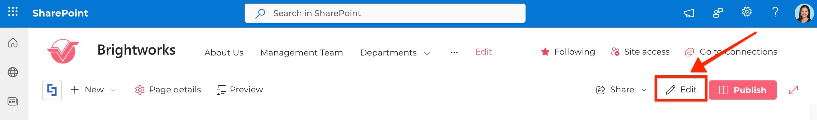 Edit an existing SharePoint page