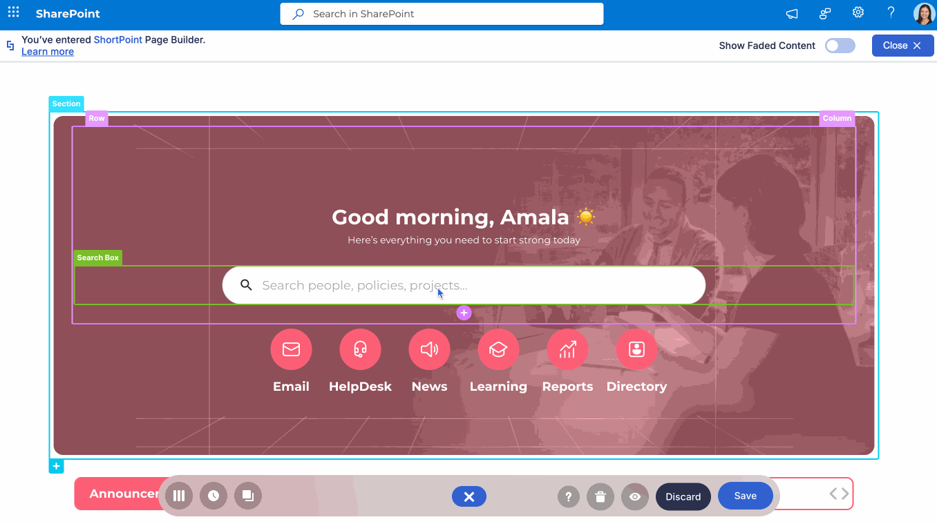 Edit the inserted template