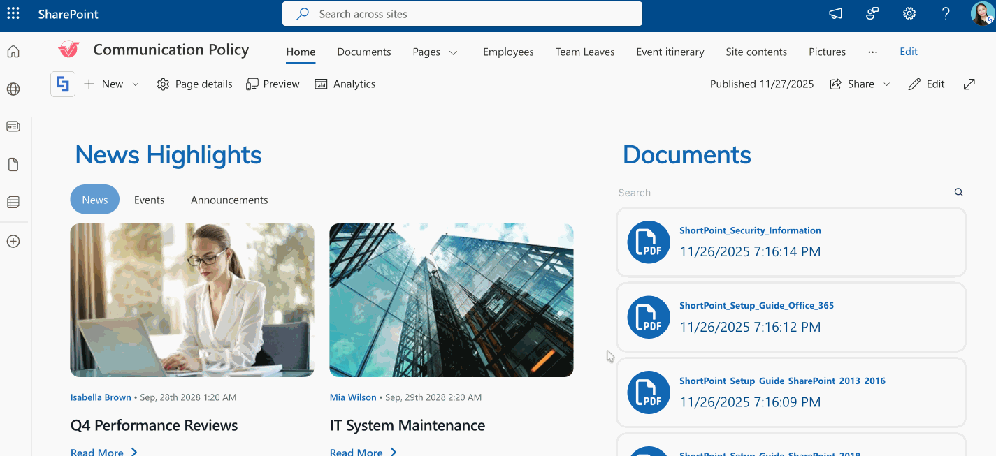 sample ShortPoint connect