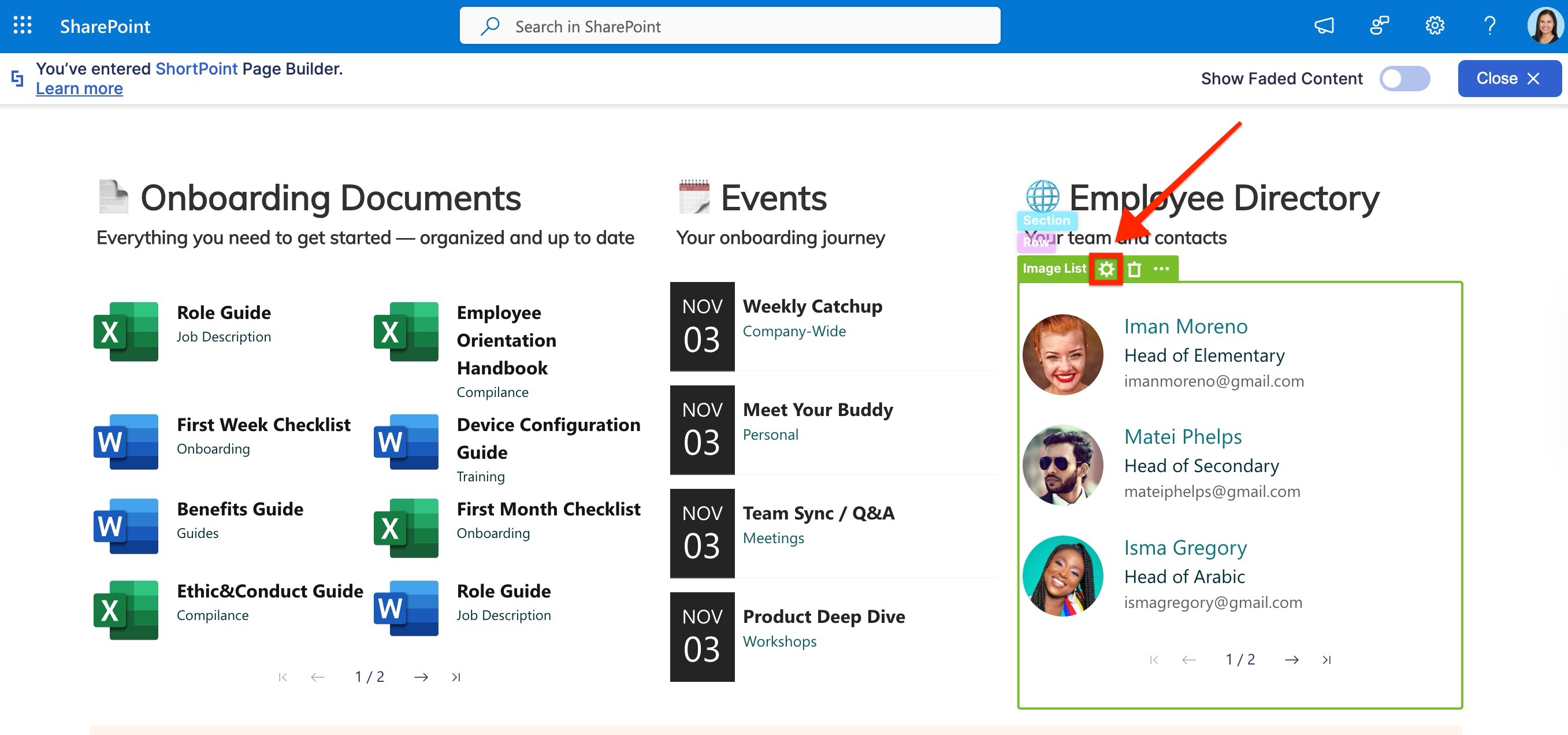 open Design Element settings