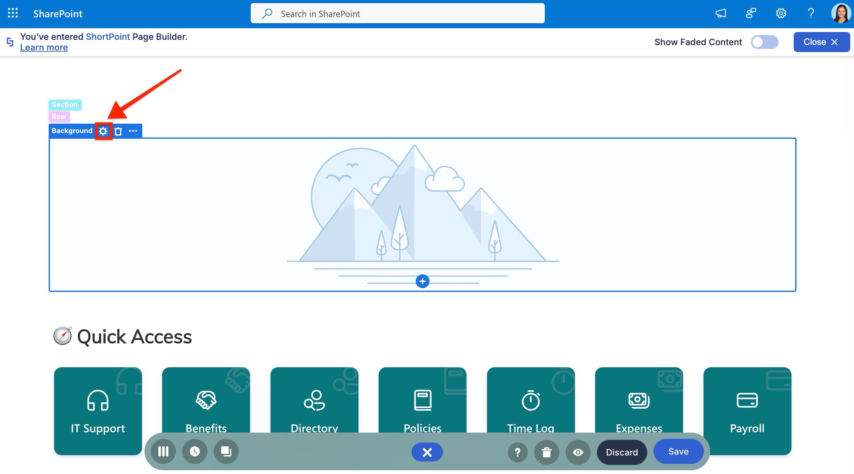 open design element settings